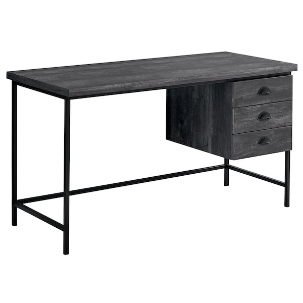 Computer Desk, Home Office, Laptop, Storage Drawers, 55"L, Work, Metal, Laminate, Black
